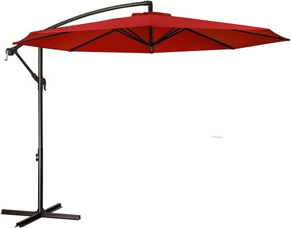 10ft Patio Offset Umbrella Outdoor Patio Cantilever Umbrella for Deck Pool Backyard, Large Market Garden Umbrella with 8 Sturdy Ribs, Crank & Cross Base