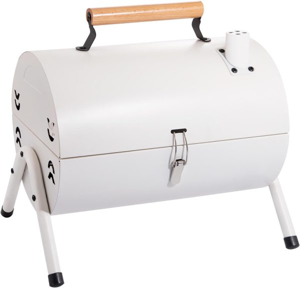 Tabletop Charcoal Grill,BBQ Grill,Portable Charcoal Grill,Small Folding Tabletop Grill for Outdoor Cooking Camping,Picnics,Backyard,Balcony-White,2 Carbon Tank,2 Baking Net,1 Baking Pan