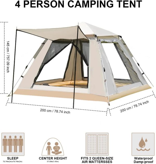 Automatic Camping Outdoor Pop-up Tent for Waterproof Quick-Opening Tents 4 Person Canopy with Carrying Bag Easy to Set | Inflatable Tents for Camping - Image 2