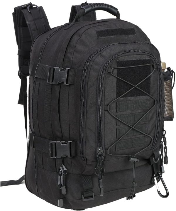 Large Military Bug Out Bag 3 Day Pack Expandable Backpack Army Daypack for Outdoor Hiking Camping Hunting (Black)