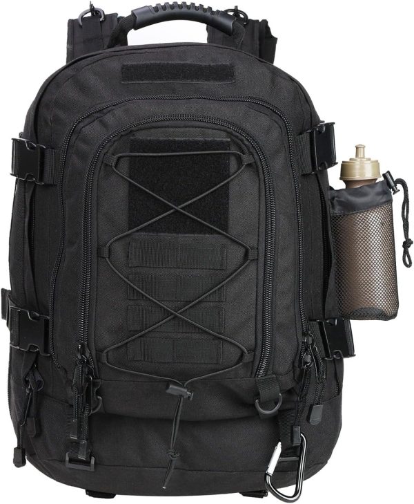 Large Military Bug Out Bag 3 Day Pack Expandable Backpack Army Daypack for Outdoor Hiking Camping Hunting (Black) - Image 2
