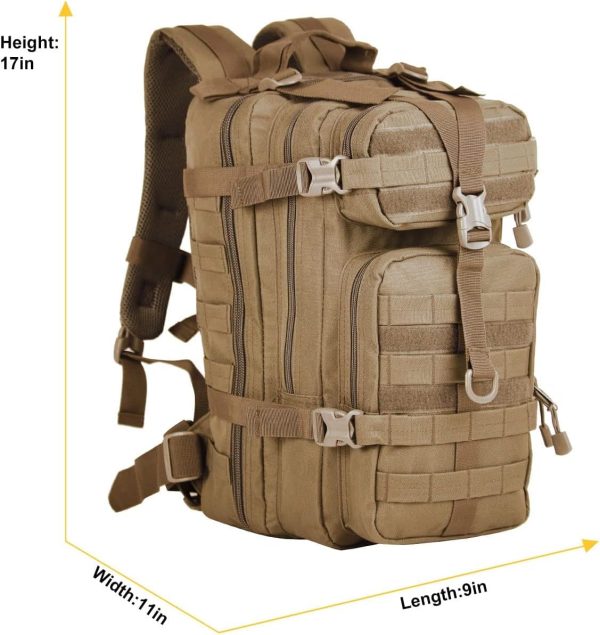 Small Military Tactical Backpack 30L Assault Backpack Tactical Bag for Outdoor,Hiking, Camping Travel (Coyote) - Image 2