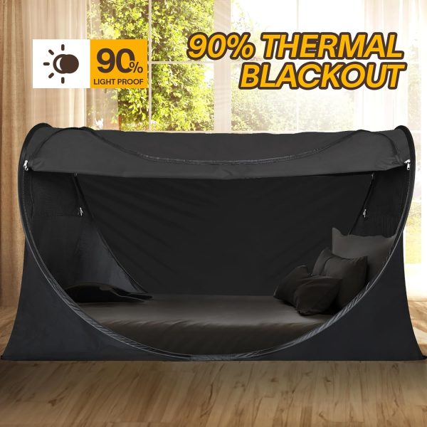 Privacy Pop Up Bed Tent Canopy, Easy Setup Blackout and Breathable Mesh Bed Canopy Lightweight Portable Sleep Pod with Carry  Tent for Indoor Outdoor Use - Image 2