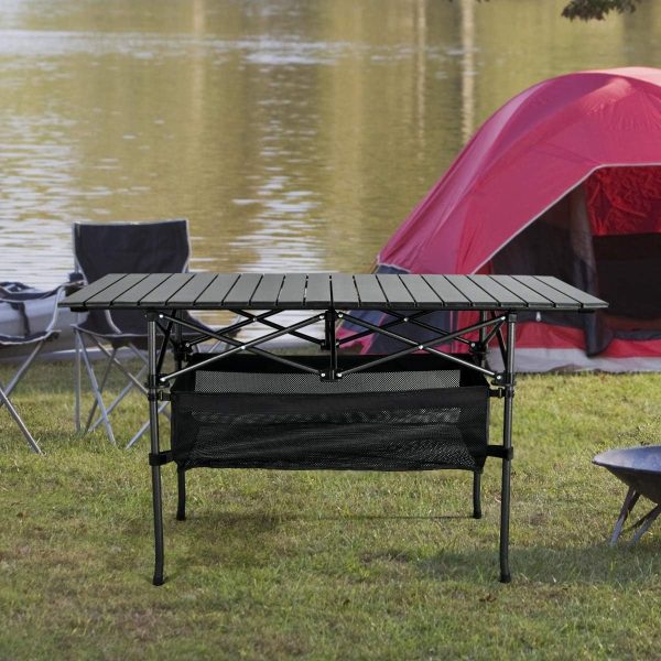 Outdoor Folding Portable Picnic Camping Table, Aluminum Roll-up Table with Easy Carrying Bag for Indoor,Outdoor,Camping, Beach,Backyard, BBQ, Party, Patio, Picnic - Image 2