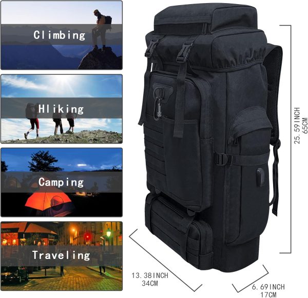 80L 100 Liters Camping Hiking Military Tactical Backpack,Water Resistant Large Travel Daypacks Outdoor  Rucksack - Image 2
