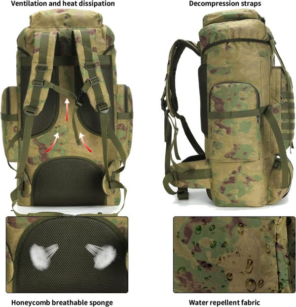 Hiking Backpack for Men 70L/100L Camping Backpack Military Rucksack  3 Days Assault Pack for Climbing - Image 2