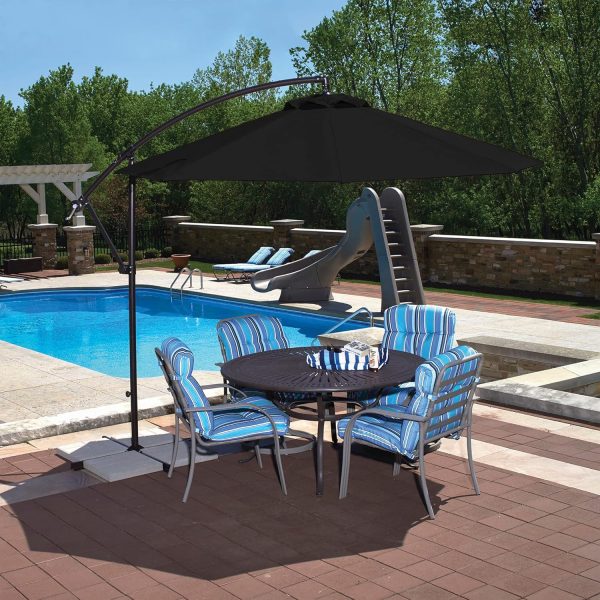 10-ft Octagon Cantilever LED Lights-Black-Polyester Canopy Market Umbrella - Image 2